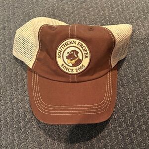 Southern Proper Brown & Cream Mesh Baseball Cap with Logo Patch